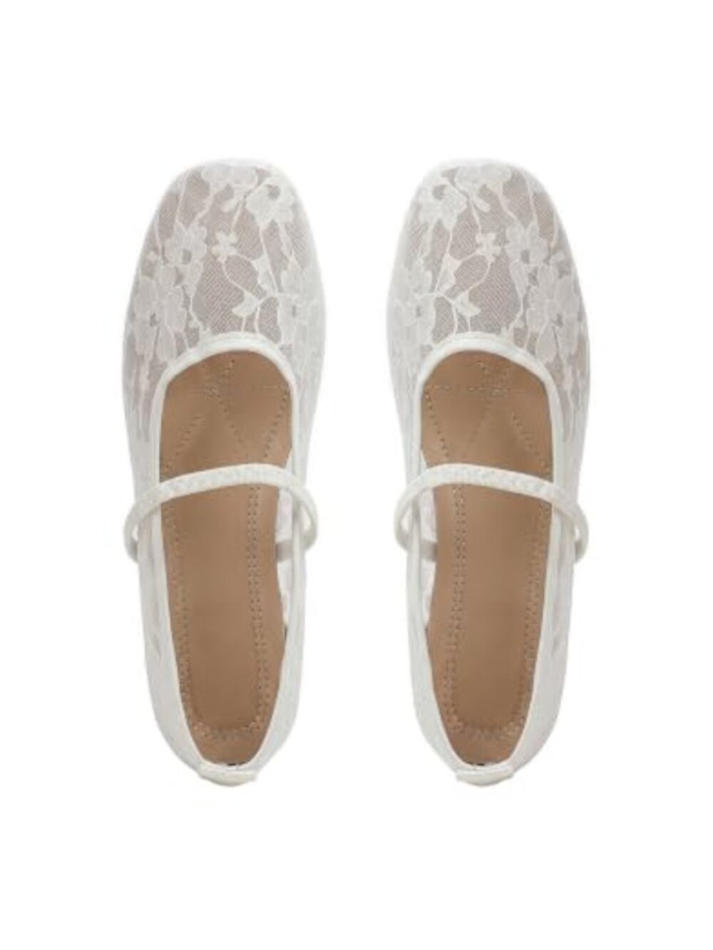 Women's Lace Ballet Flats Sheer Mesh Closed Square Toe Comfortable Dressy